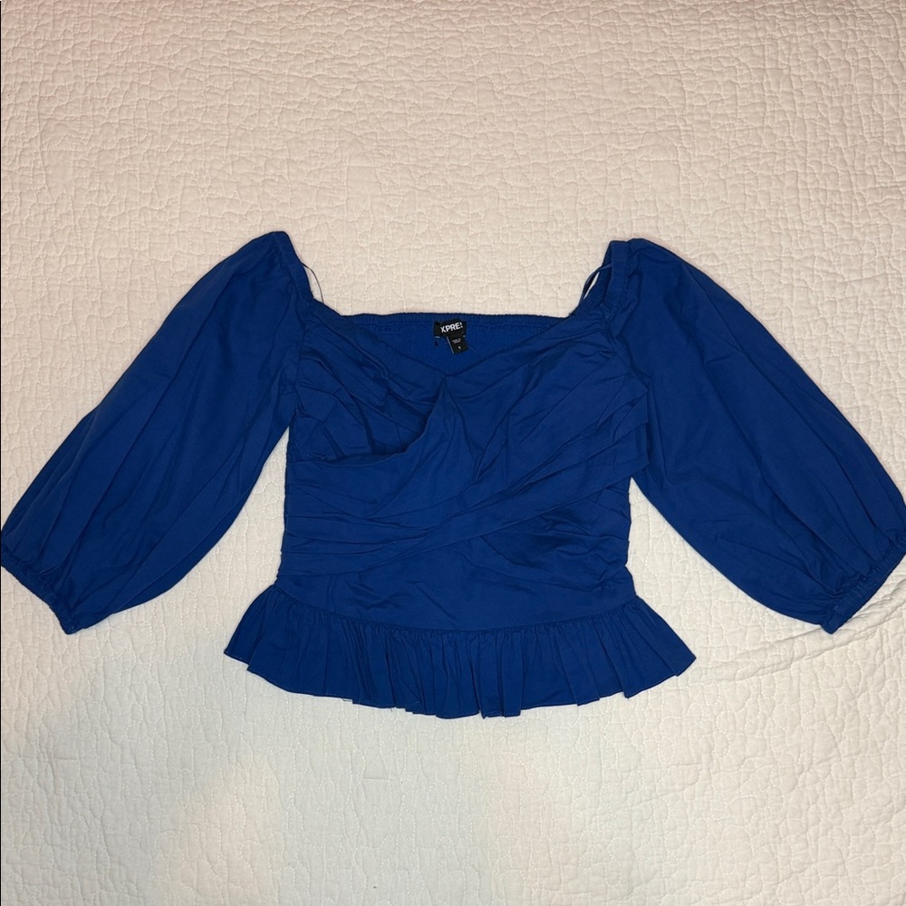 Express Royal Blue Off-Shoulder Blouse